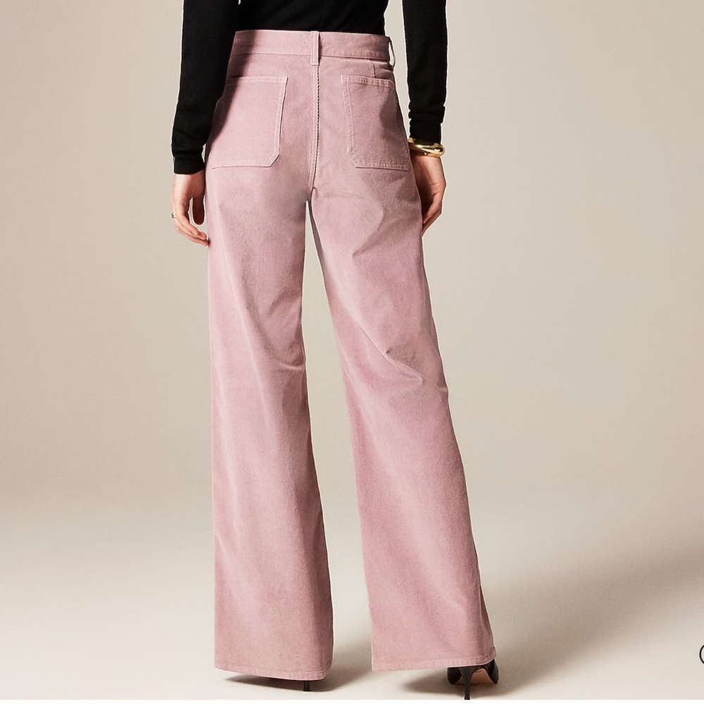 J. CREW Petite camp-pocket wide-leg pant stretch corduroy Misty Berry Size‎ P26 - Picture 2 of 7